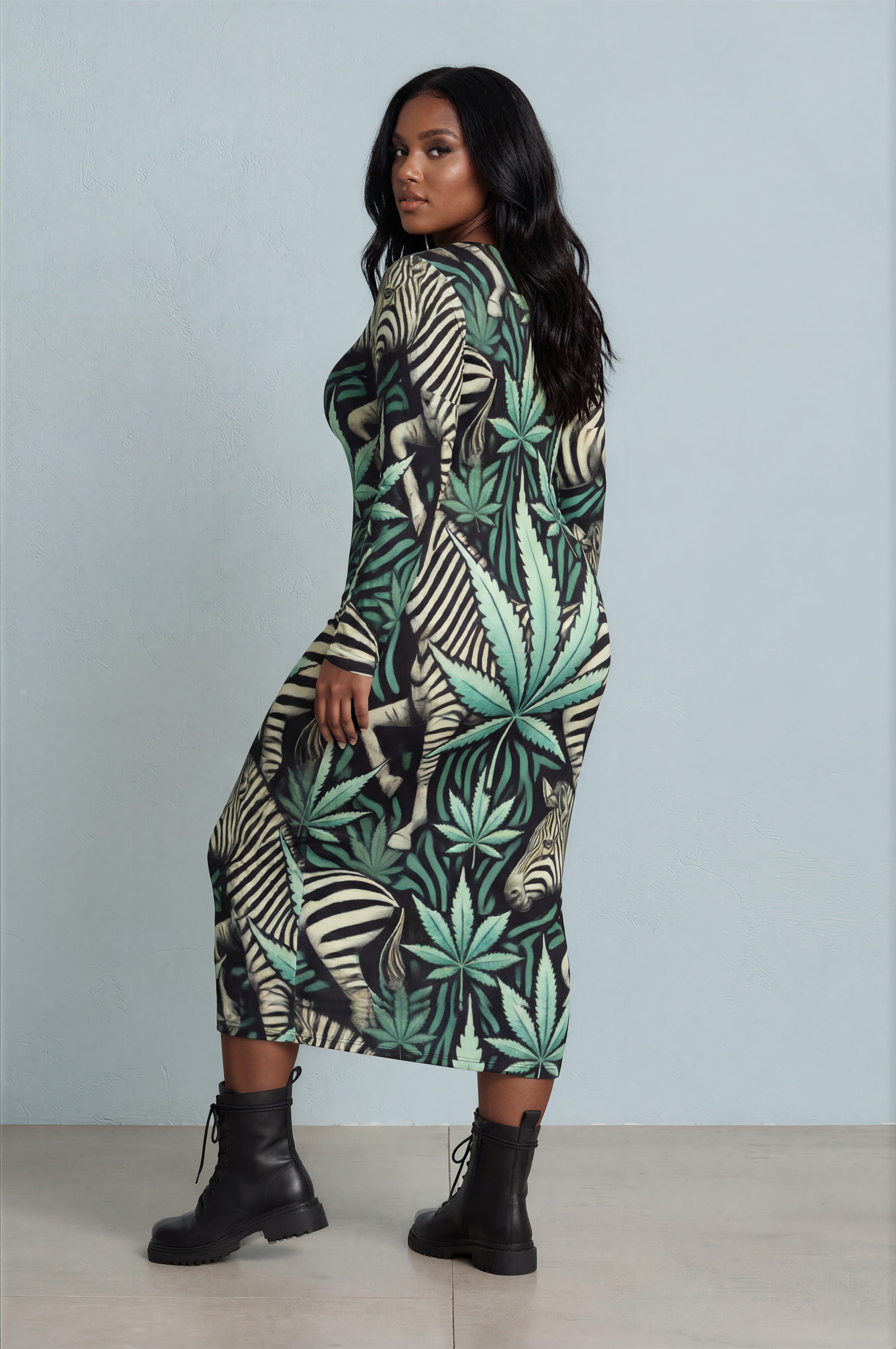 Zabra Long Sleeve Midi Dress — back view