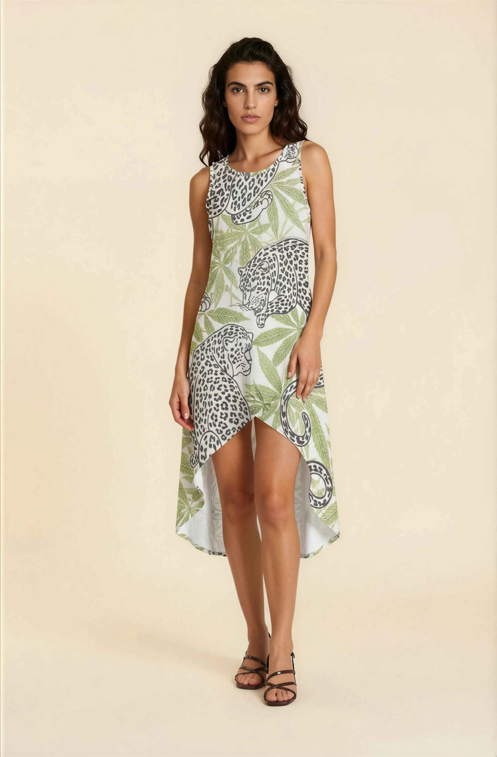 Leopard High-Low Hem Dress