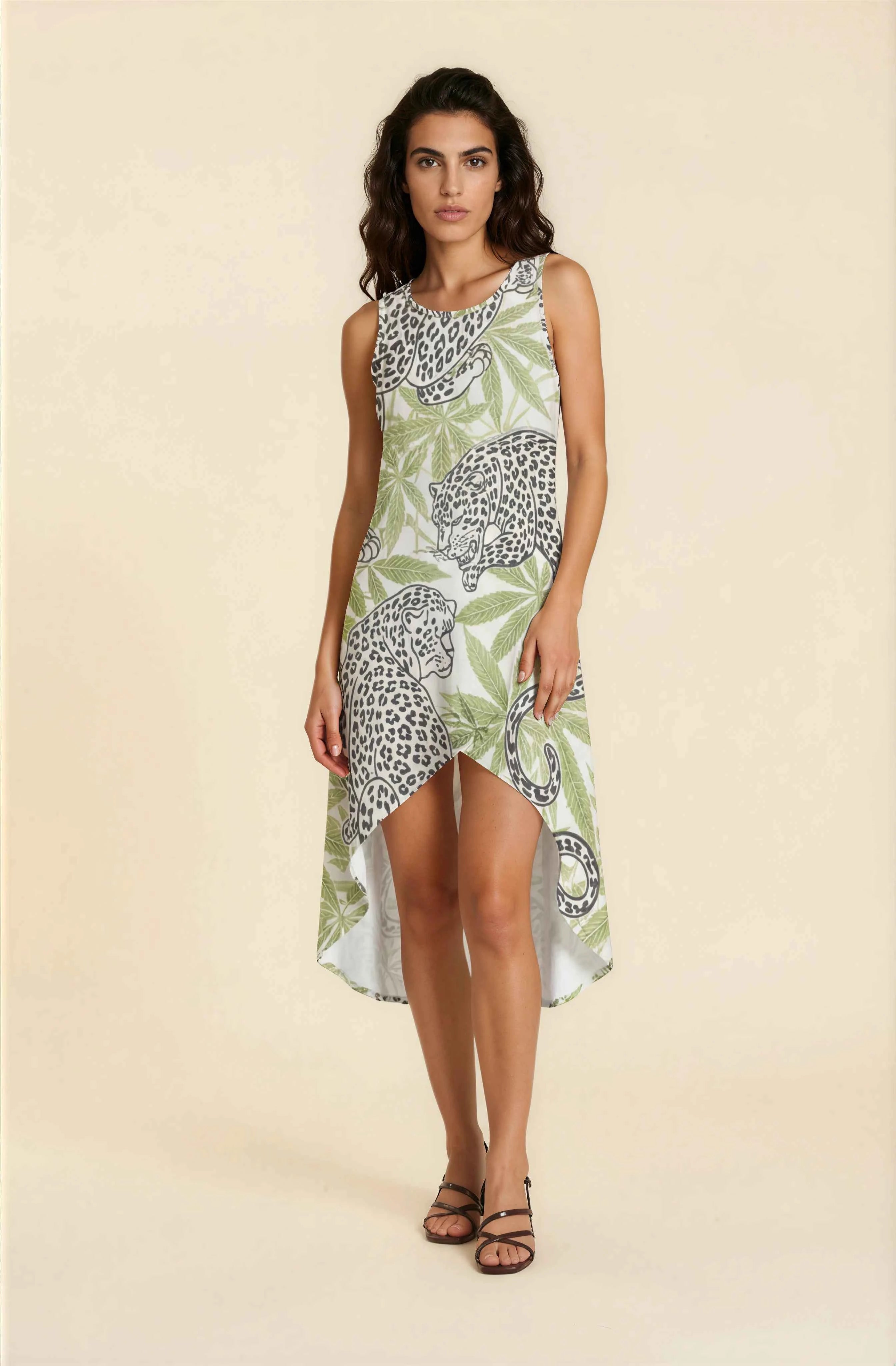 Leopard High-Low Hem Dress