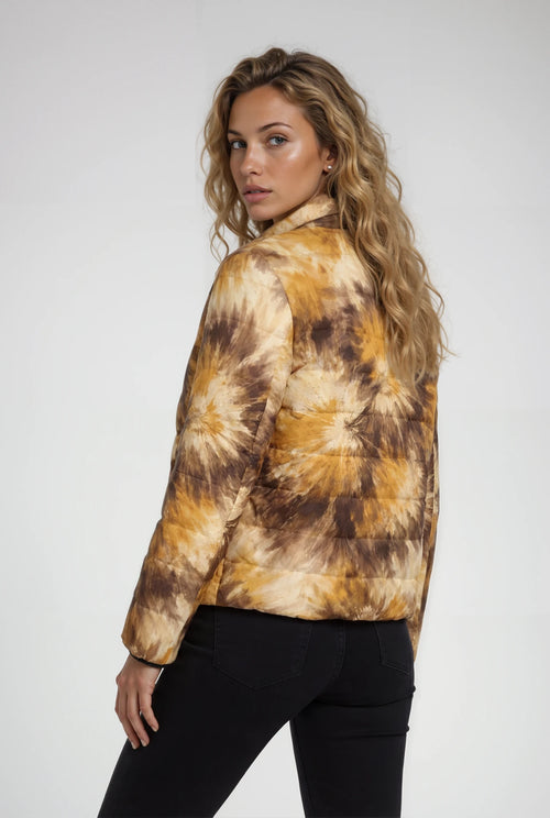 Tie Dye Stand Collar Padded Jacket