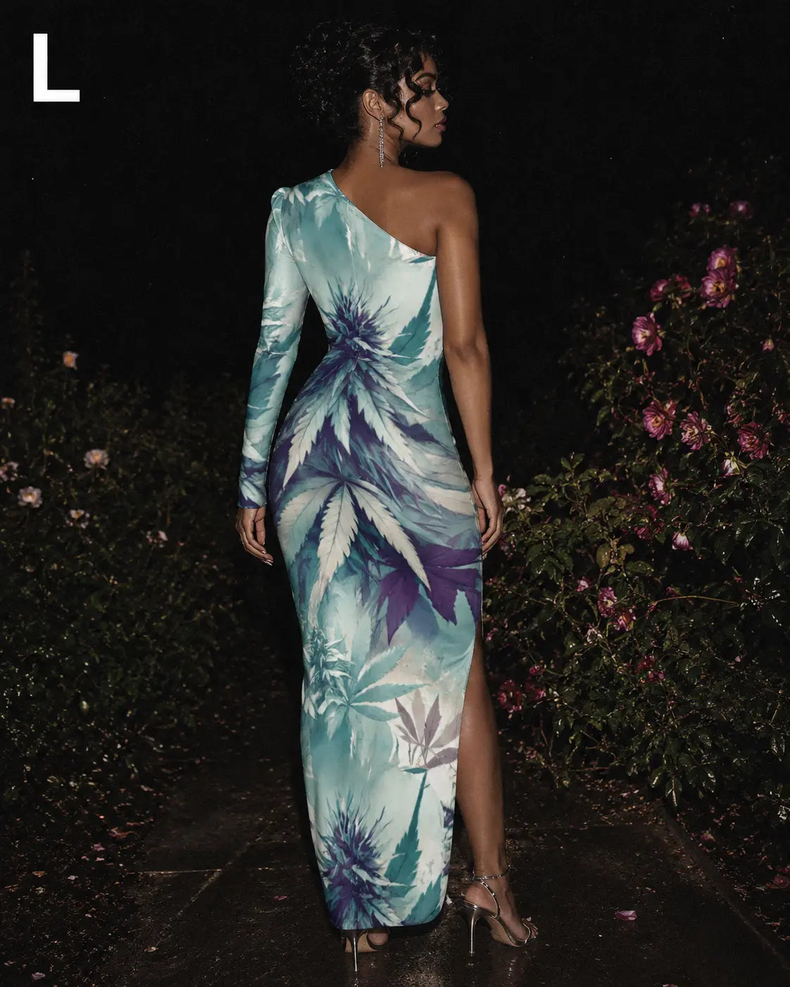 Cola Love One-Shoulder Slit Maxi Dress back view