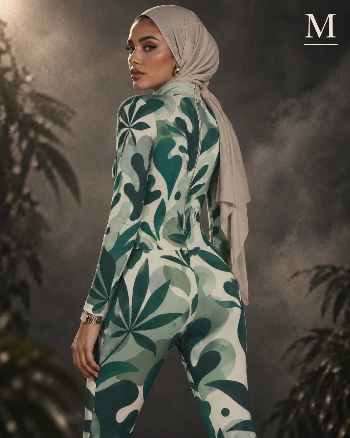 All-Over Print Women's Long-sleeved High-neck Jumpsuit With Zipper Yoycol