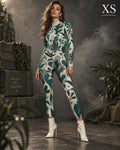 All-Over Print Women's Long-sleeved High-neck Jumpsuit With Zipper Yoycol