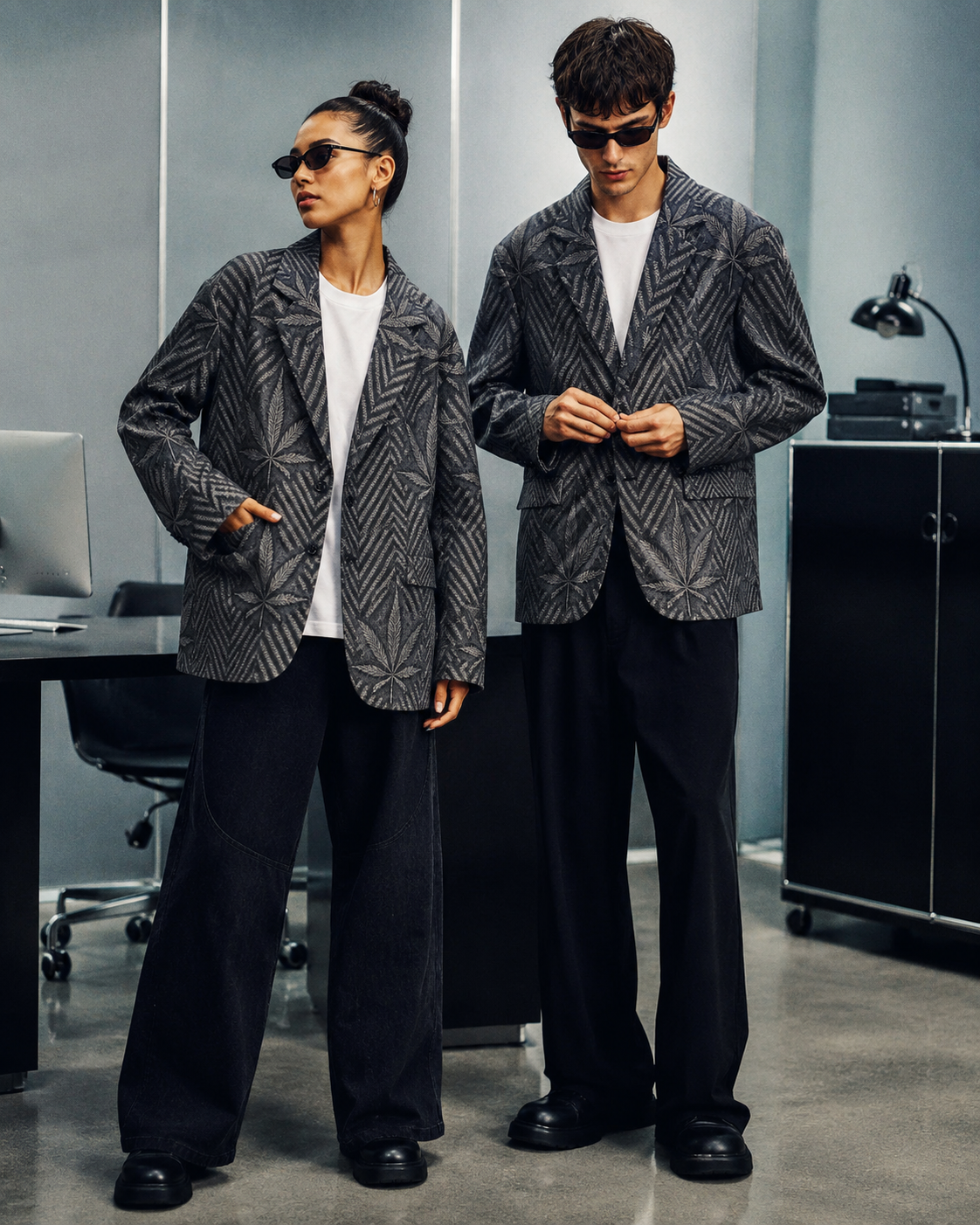 Herbingbone Unisex  Cotton Blazer Yoycol