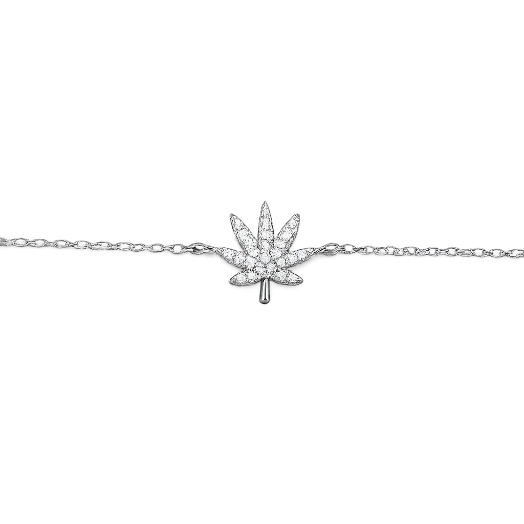 SILVER CANNABIS LEAF BRACELET The Kush Girls