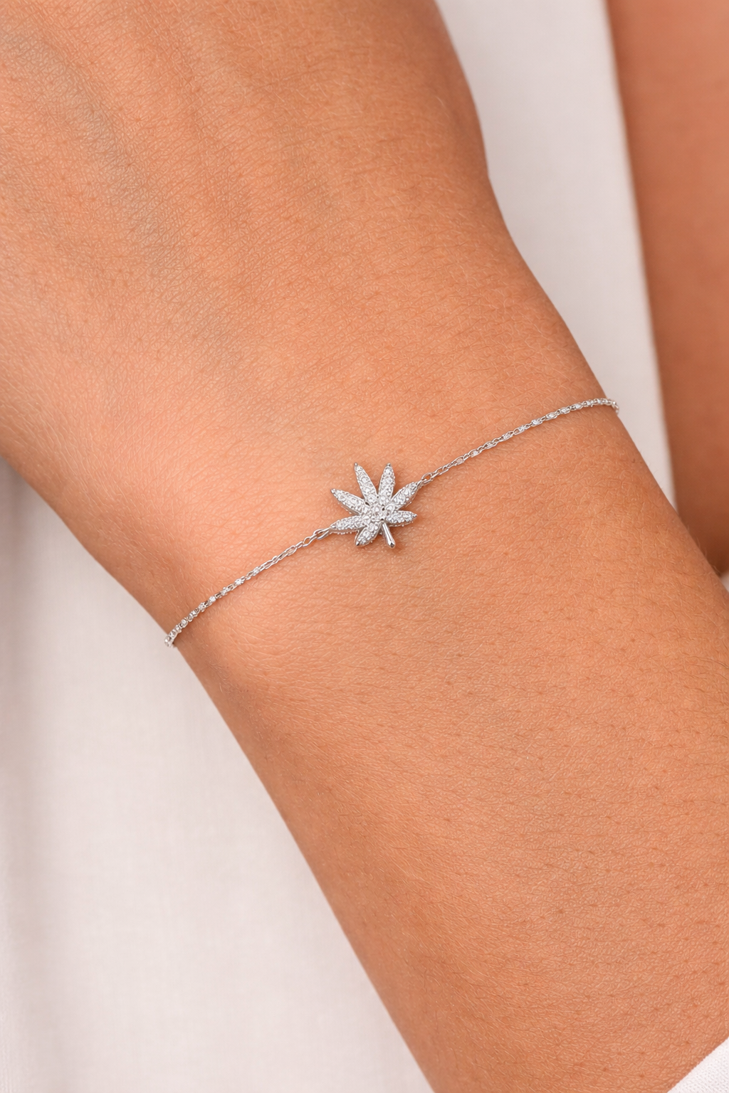 SILVER CANNABIS LEAF BRACELET The Kush Girls