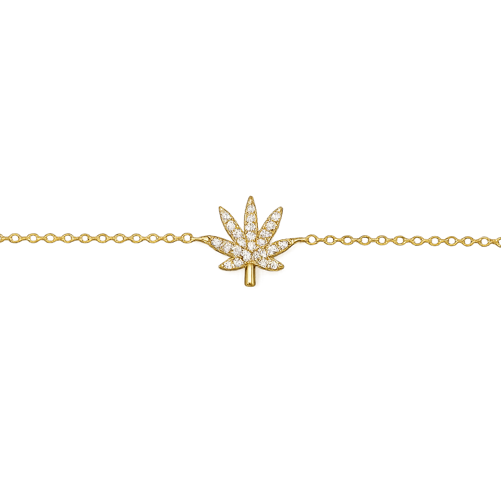 18K GOLD CANNABIS LEAF BRACELET The Kush Girls