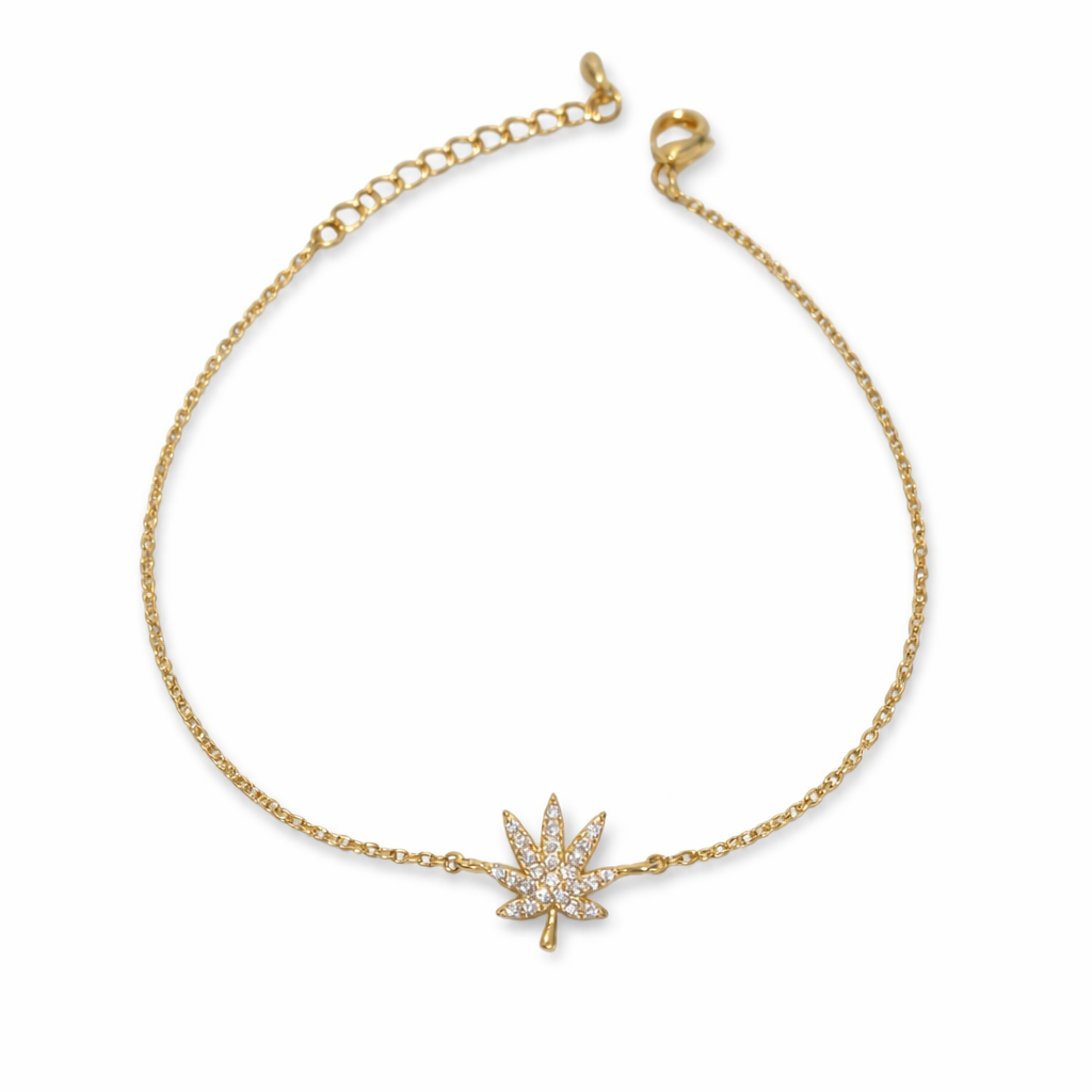 18K GOLD CANNABIS LEAF BRACELET The Kush Girls