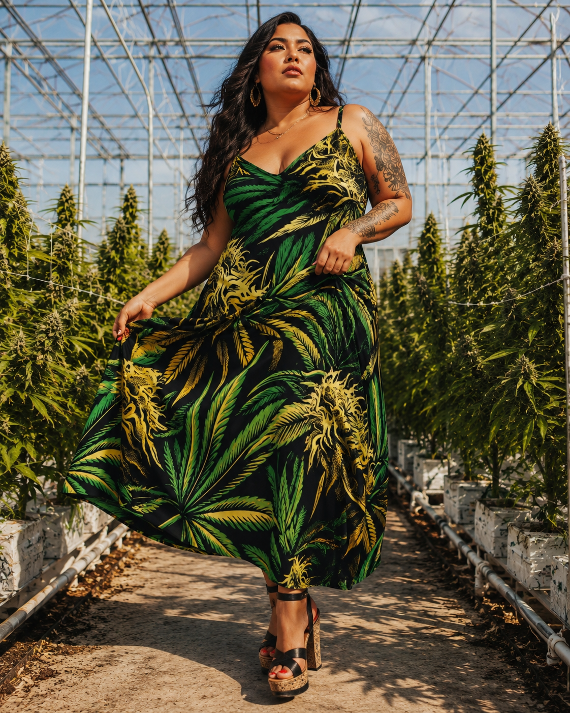 Big Buds Long Sleeveless Dress Artsadd