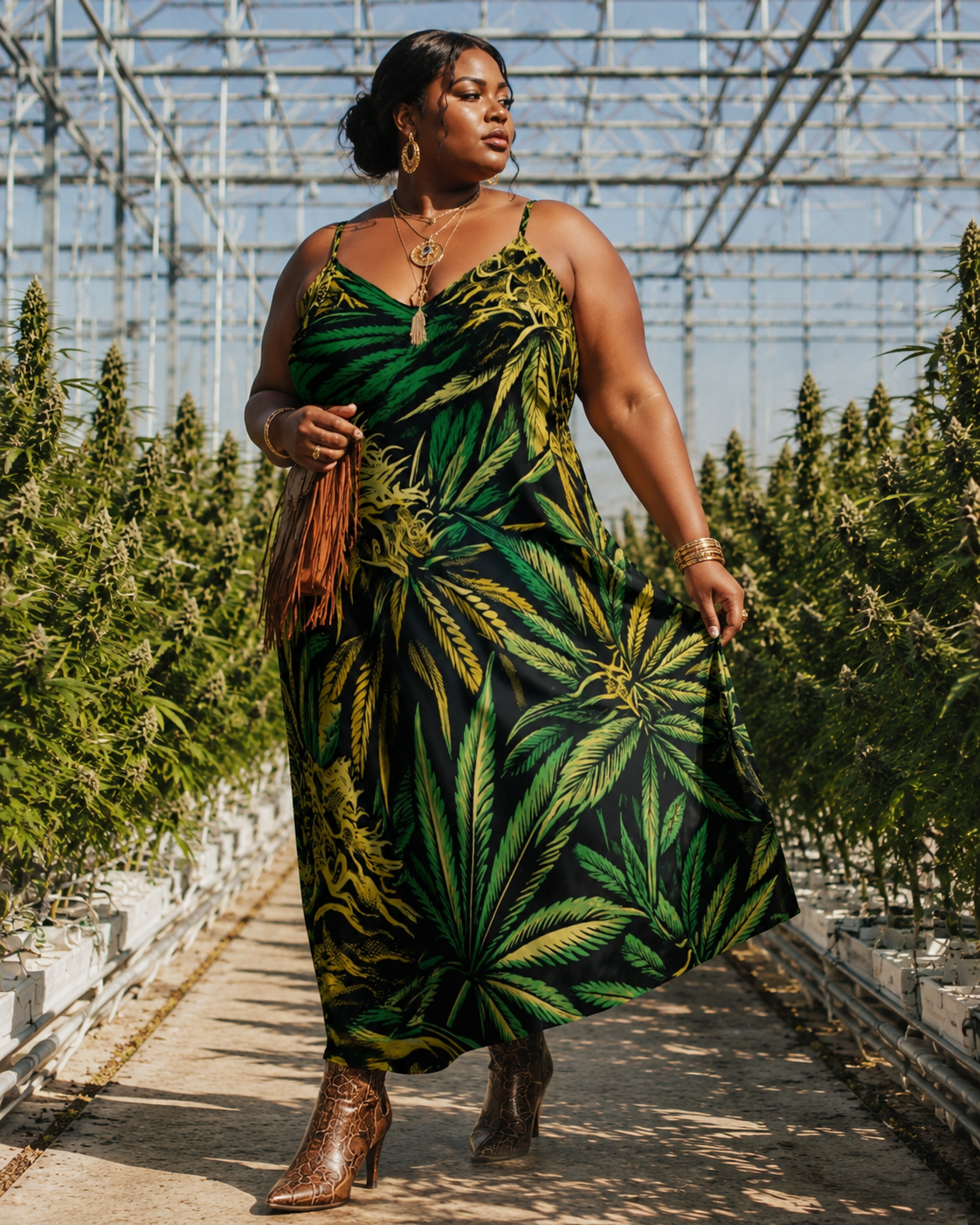 Big Buds Long Sleeveless Dress Artsadd