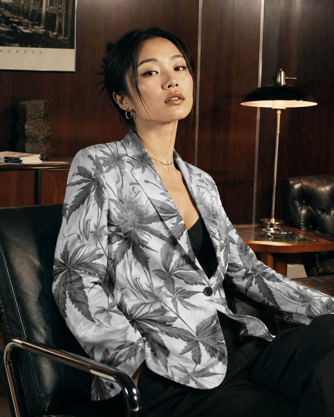 Ash Boss smoke print cotton blazer, flat lay front
