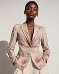Jane Dope Rosey G rose graphic print oversized shirt blazer, back view on model