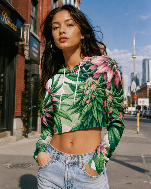 Pink Haze Cropped Hoodie Artsadd