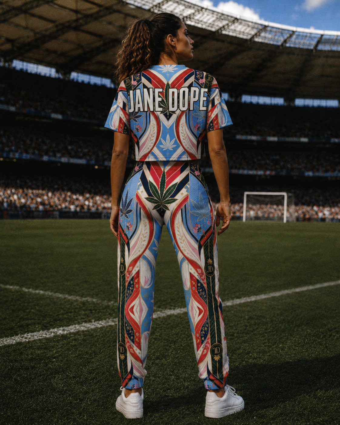 DOPE CUP '26 crop soccer jersey, back view showing number and graphic