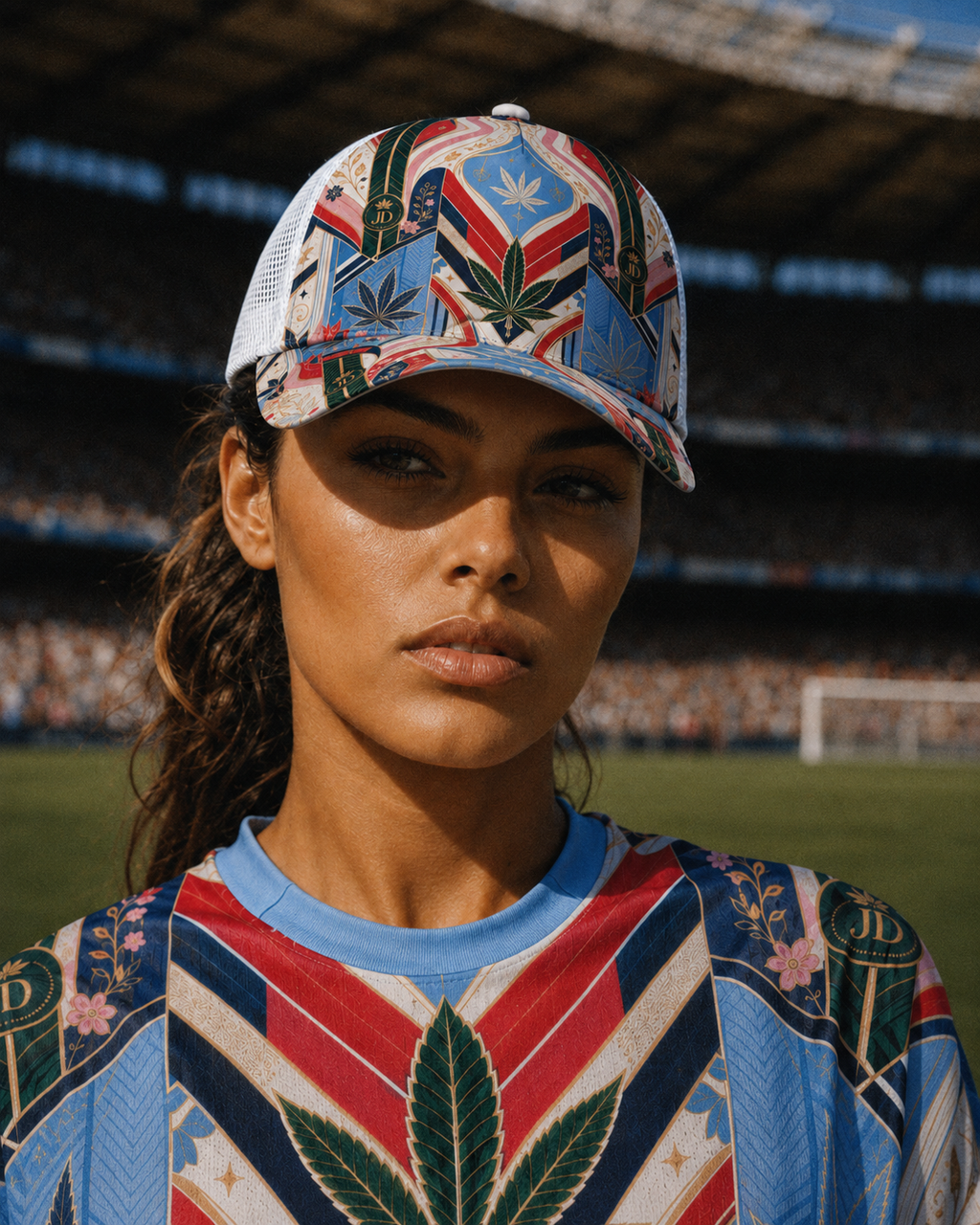 Jane Dope DOPE CUP '26 structured mesh-back trucker cap with woven patch, front view