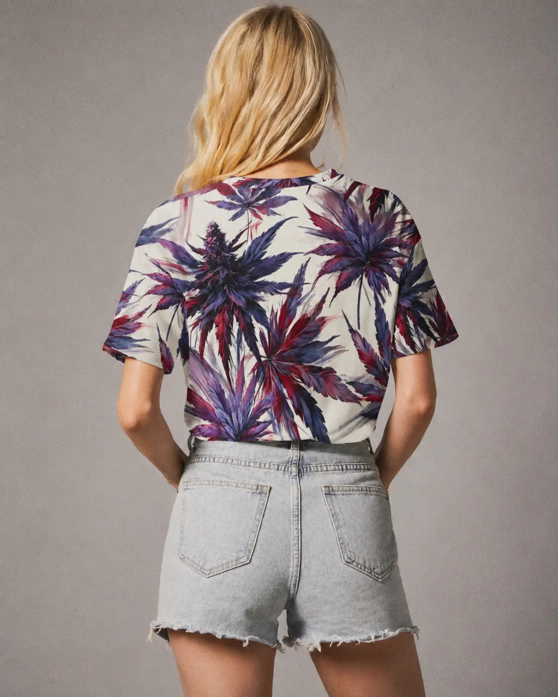 Mendo print cropped cotton t-shirt, back view