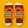 Jane Dope 56 HOPE print flip flops, top-down flat lay showing strap and sole