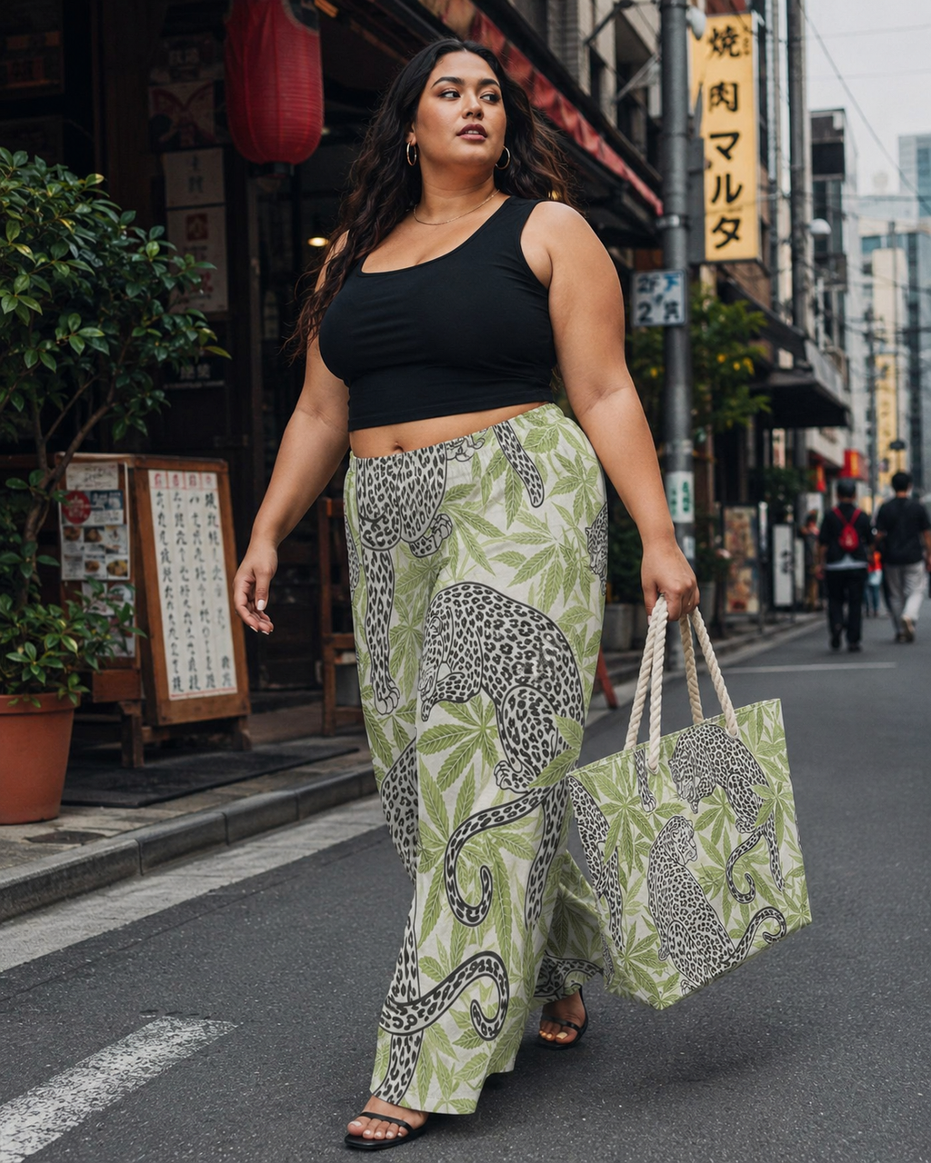 Leopard Wide-Leg Pants — back view showing full print