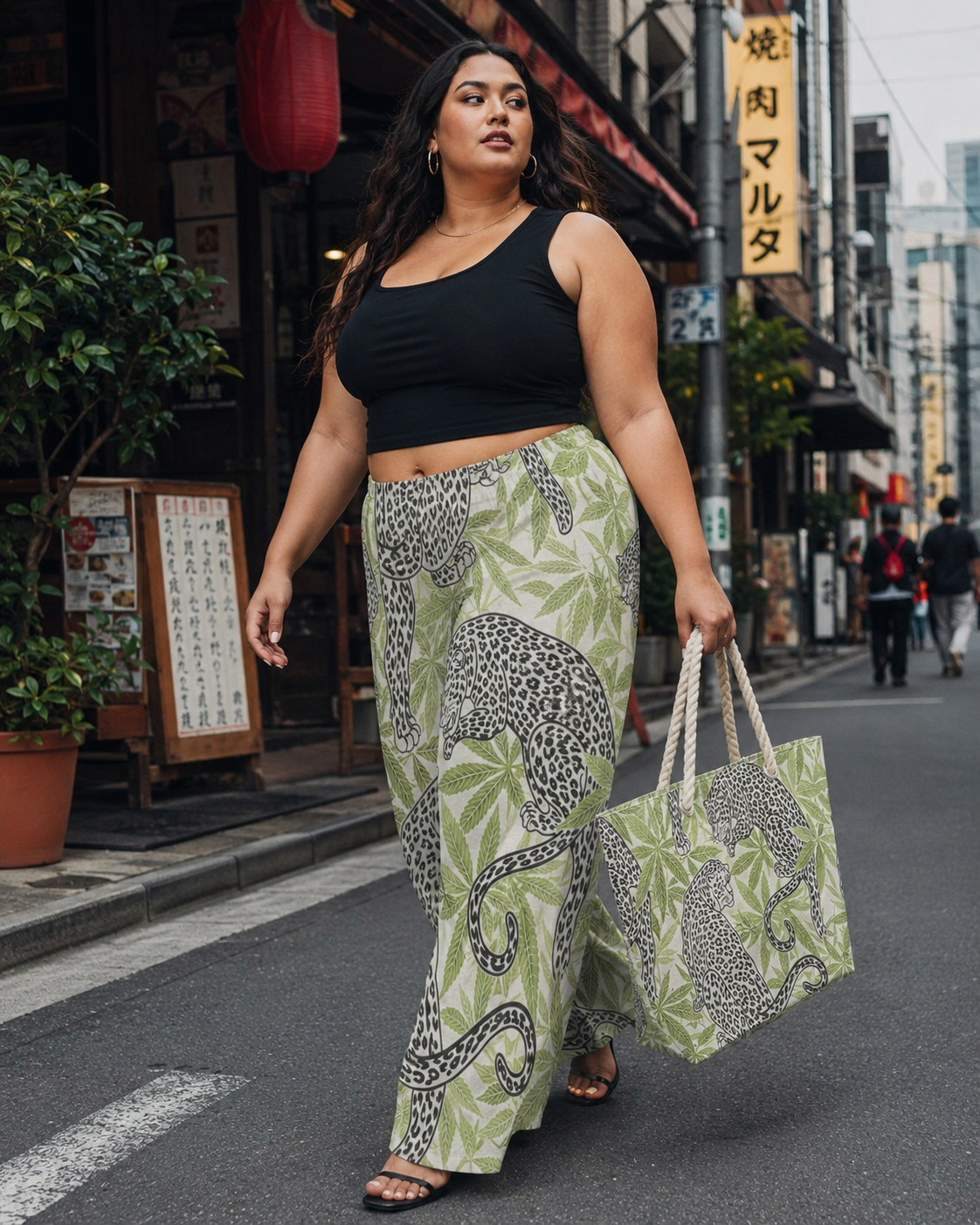 Leopard Wide-Leg Pants — back view showing full print
