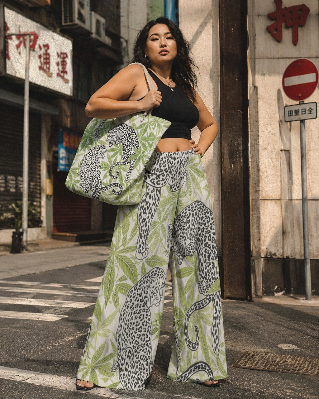 Jane Dope Leopard Wide-Leg Pants — all-over leopard print wide leg silhouette with elastic waist