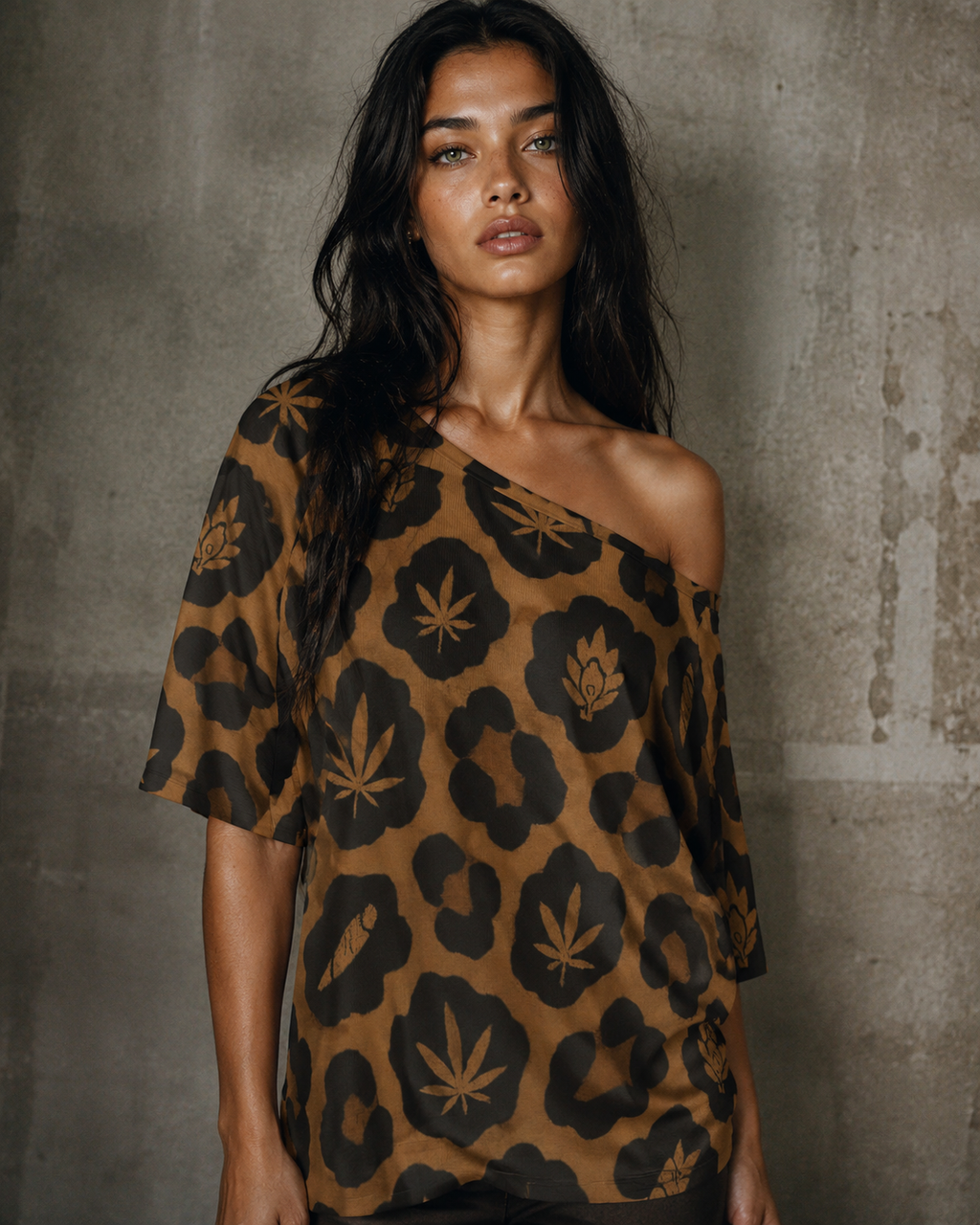 Leopard Loose Half-Sleeve T-Shirt — back view