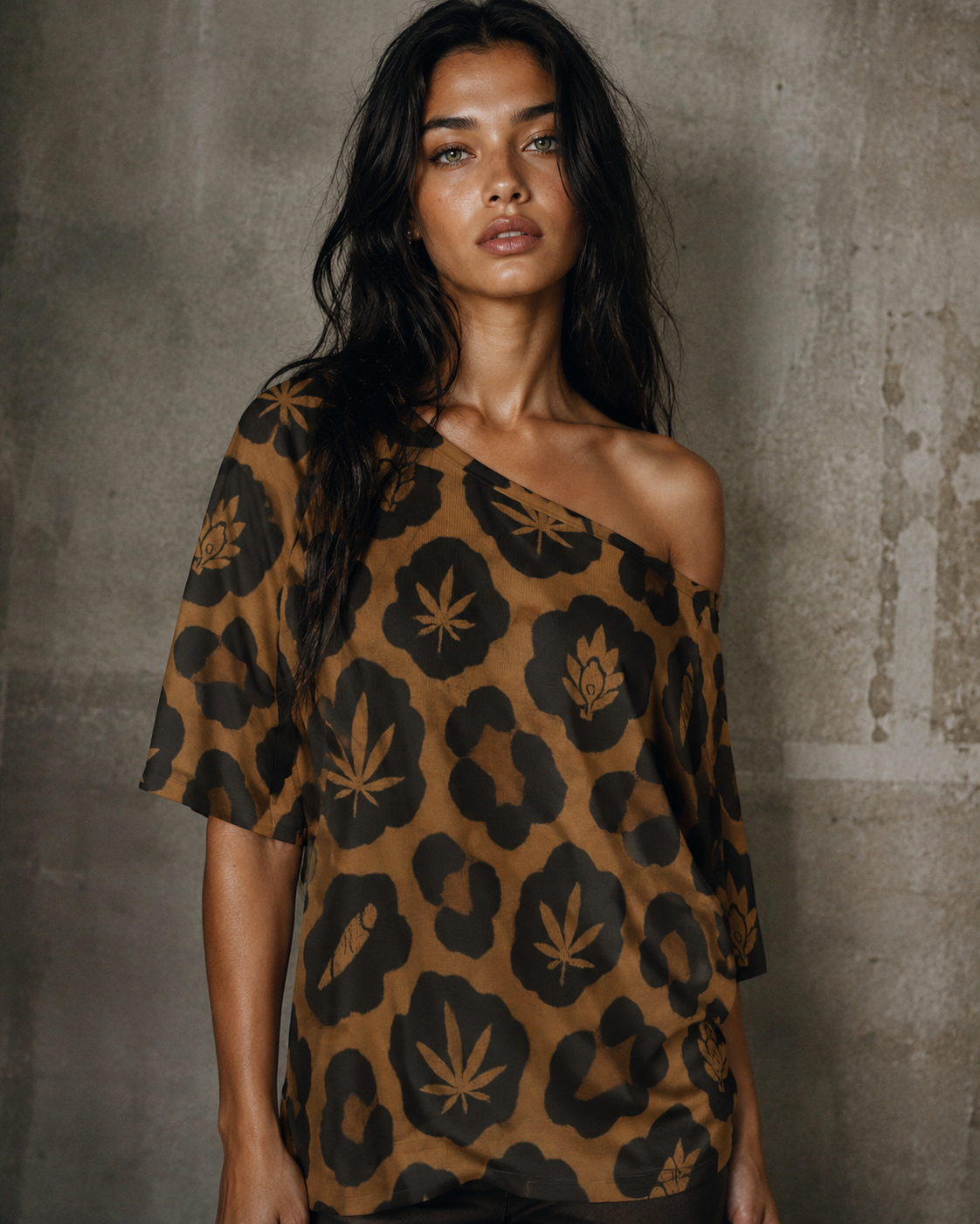 Leopard Loose Half-Sleeve T-Shirt — back view