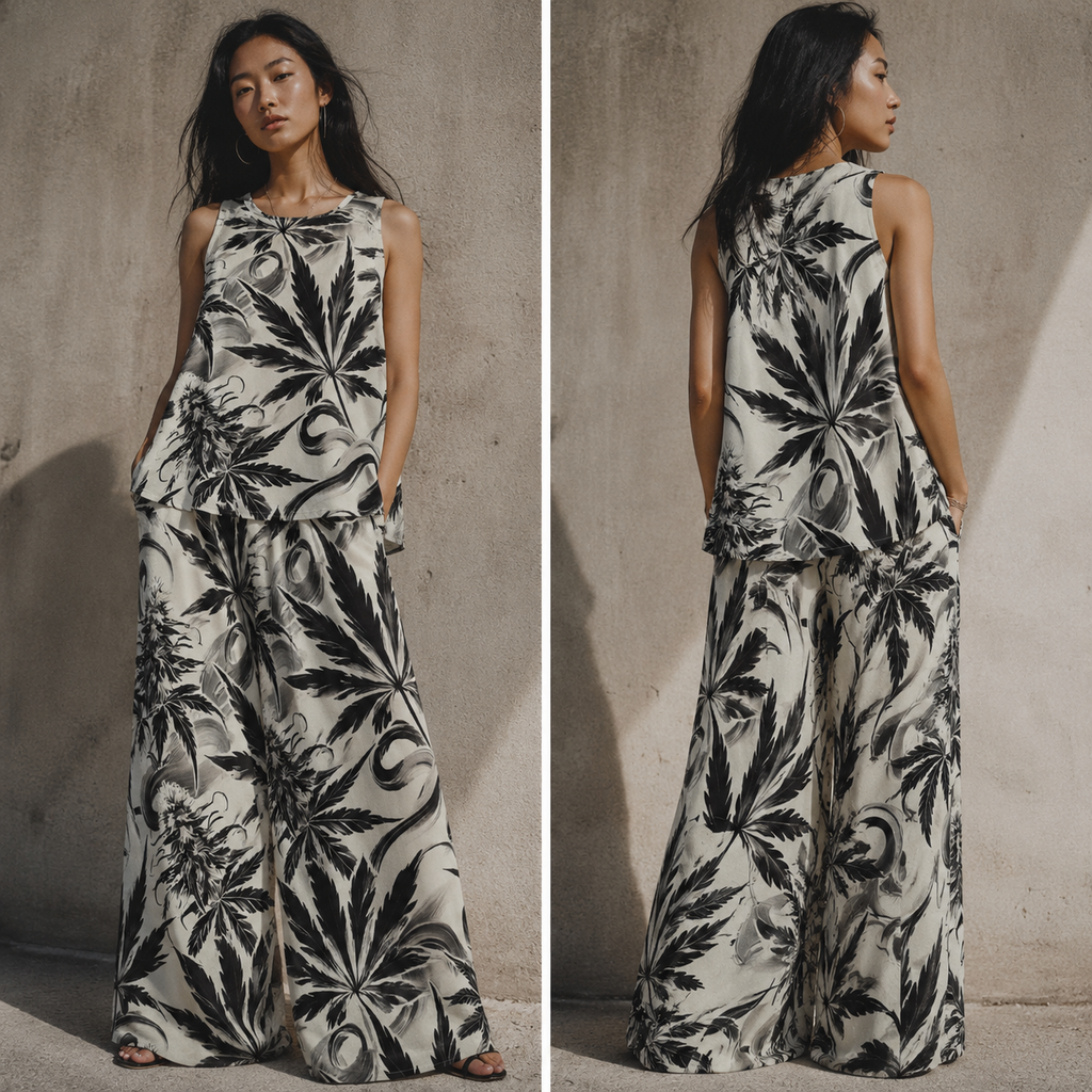 White Widow Chiffon Top & Pants Set Artsadd