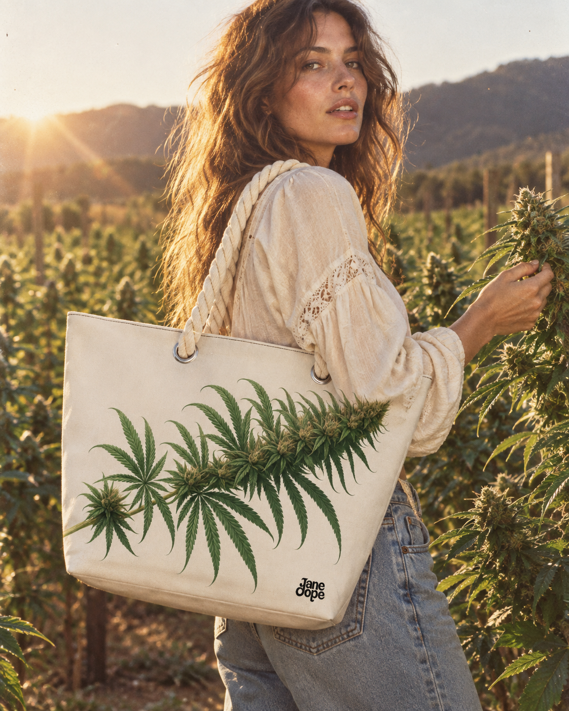 Flora Hemp rope tote bag Artsadd