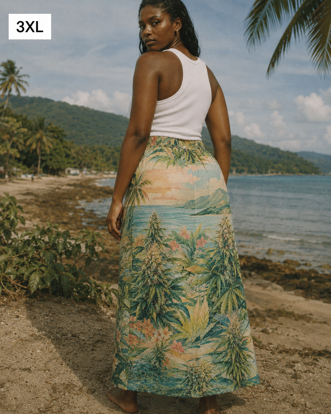 Ganja Breeze Mid-Slit Cotton Skirt Yoycol