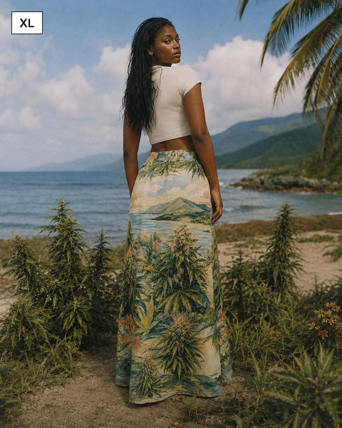 Ganja Breeze Mid-Slit Cotton Skirt Yoycol