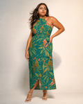 Jane Dope Kush Wrap Halter Dress — all-over print wrap silhouette with belt tie