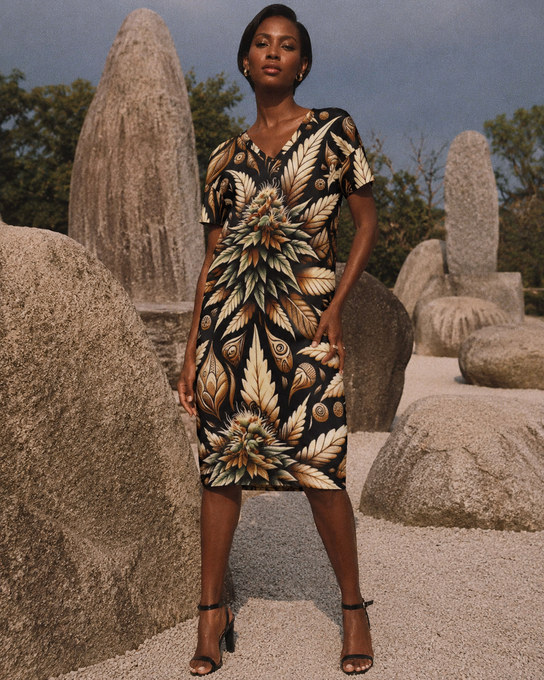 Jane Dope Batik Buds Pocket Dress — batik print midi dress with side pockets
