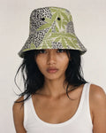 Jane Dope leopard print unisex summer bucket hat, lifestyle front view