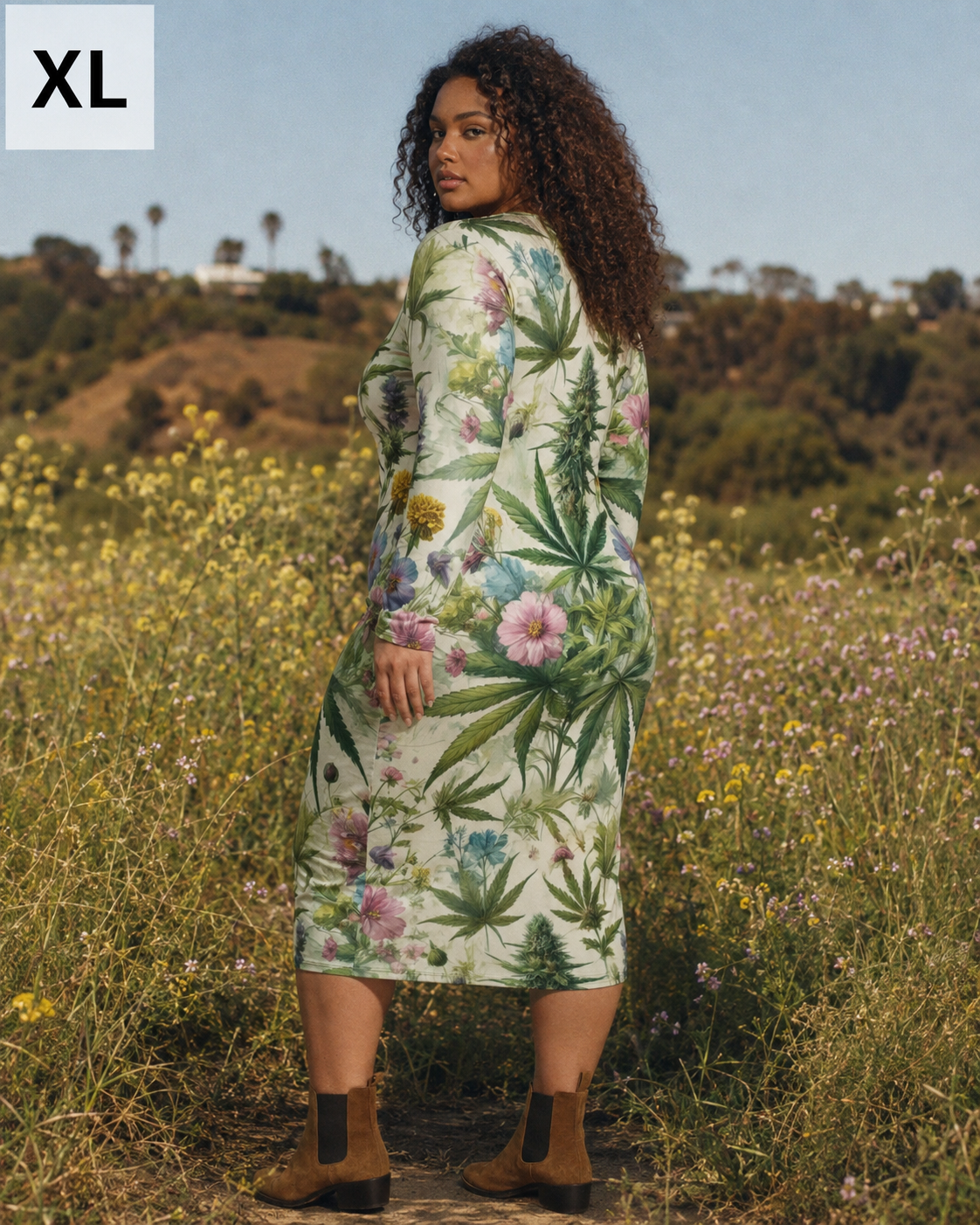 Herb Garden Long Sleeve Bodycon Dress Artsadd