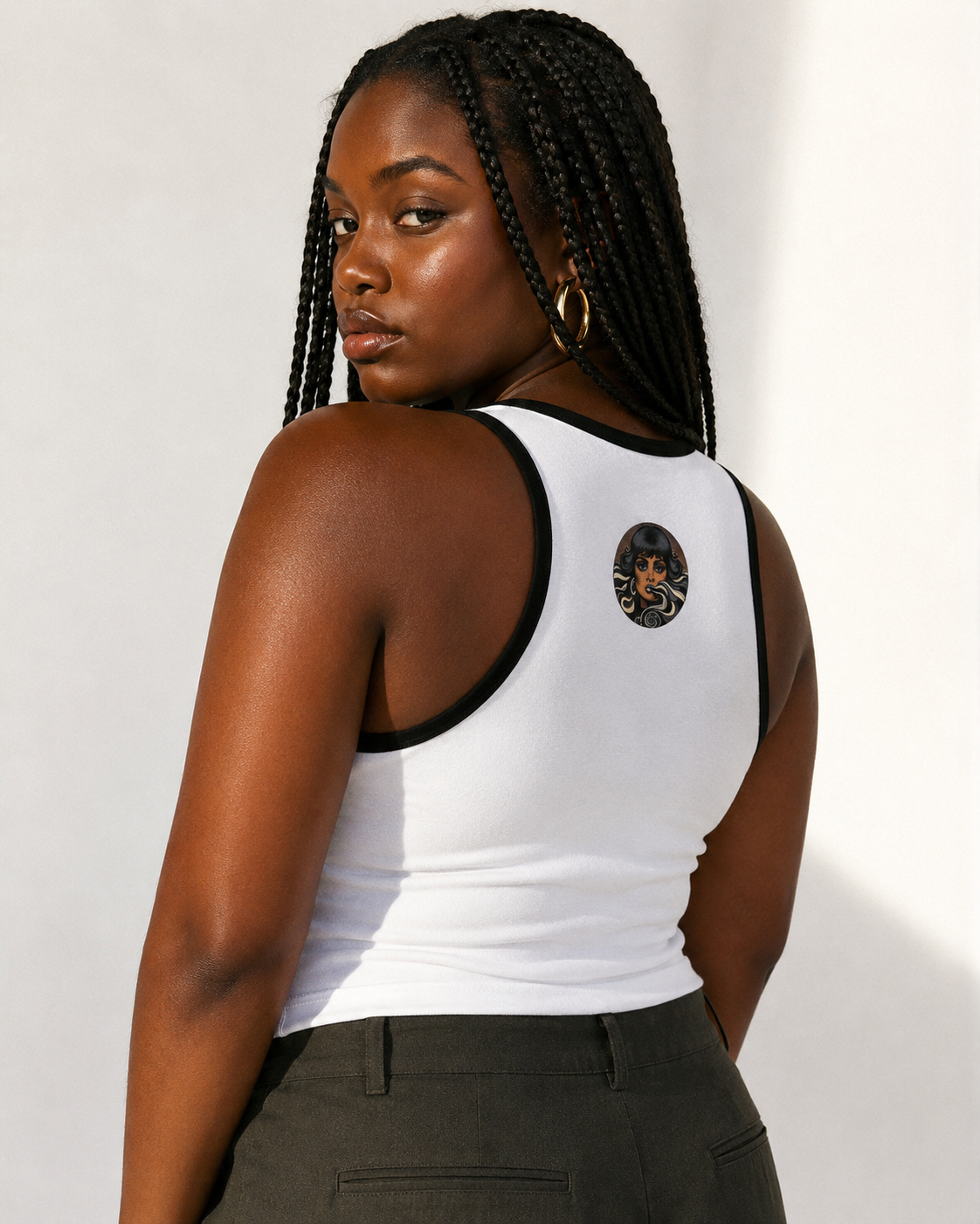 Jane Dope logo print racerback tank top, back flat lay