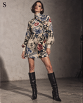 Kali China Turtleneck Lantern Sleeve Dress Artsadd