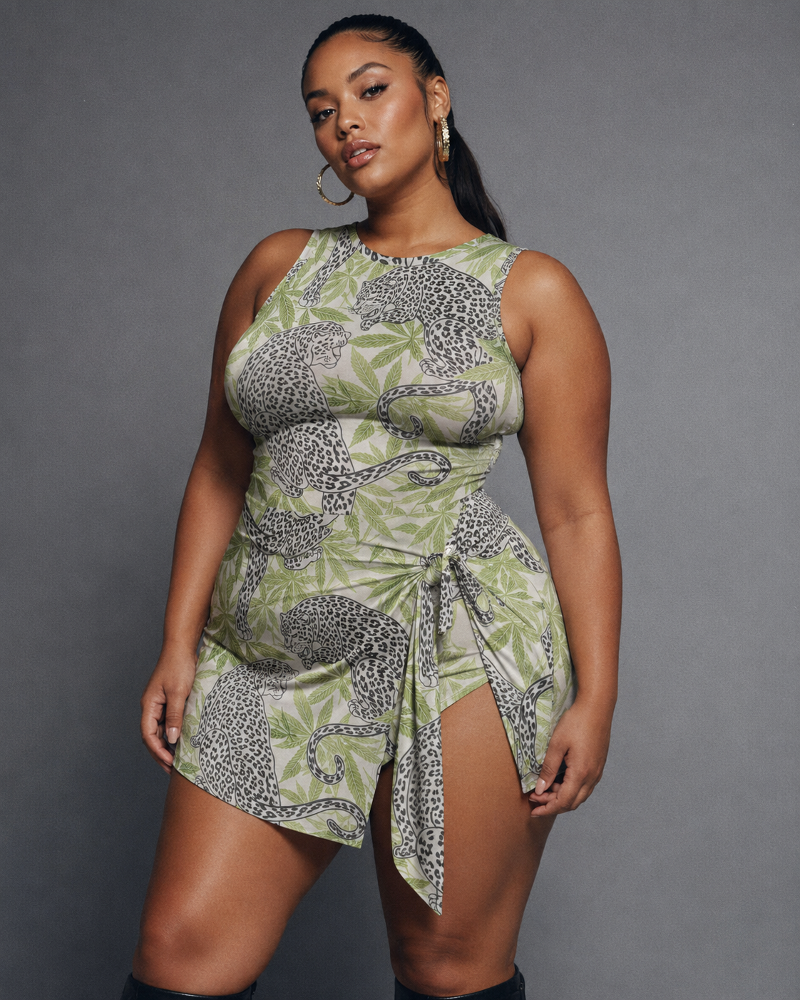 Leopard Bodysuit Dress Yoycol