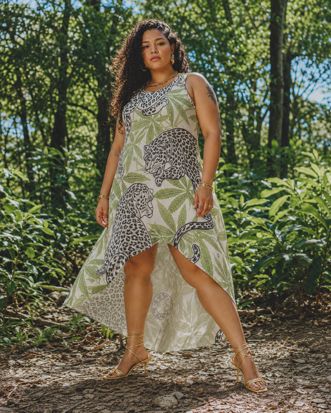 Leopard High-Low Hem Dress Artsadd