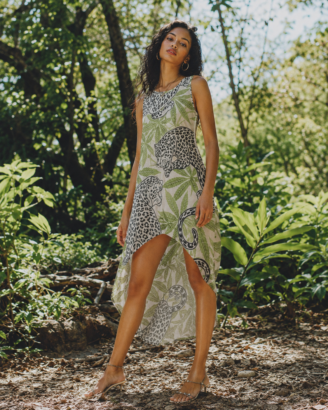 Leopard High-Low Hem Dress Artsadd