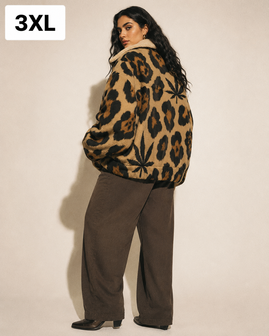 Leopard Patch Pocket Fleece Jacket Artsadd