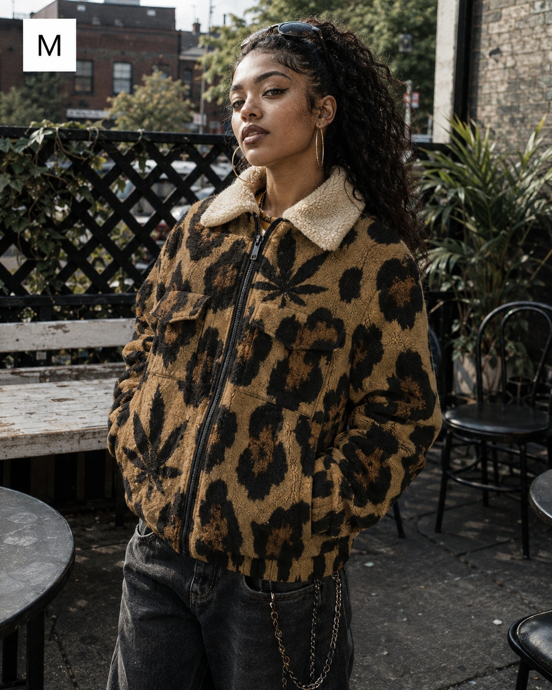 Leopard Patch Pocket Fleece Jacket Artsadd