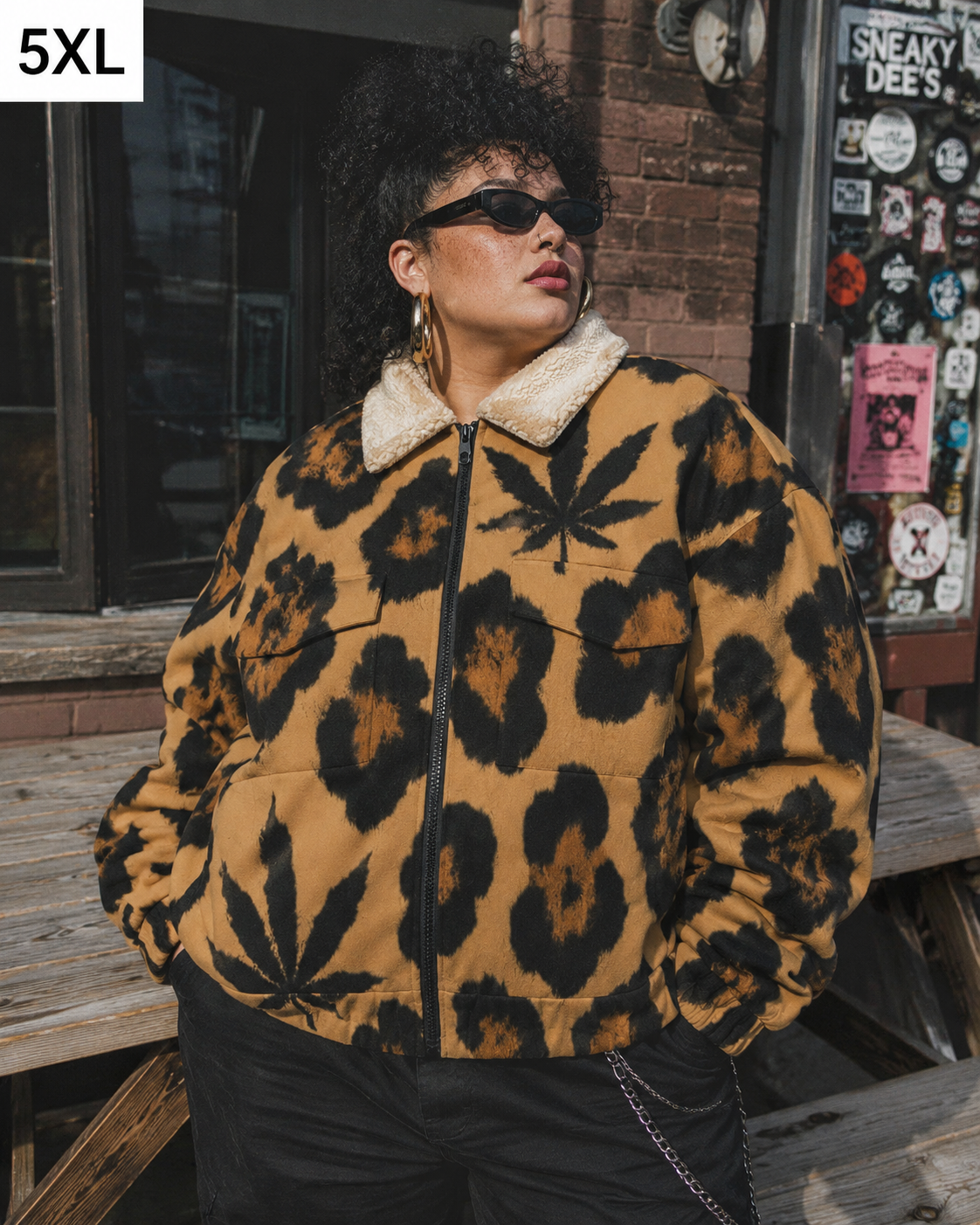 Leopard Patch Pocket Fleece Jacket Artsadd