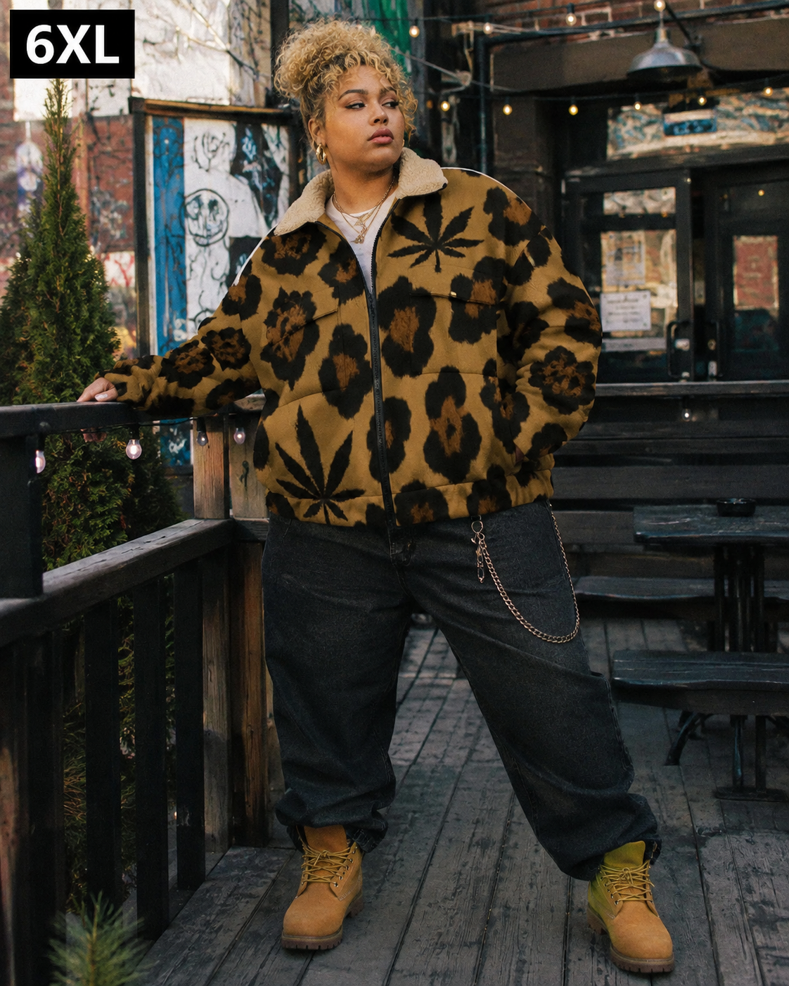 Leopard Patch Pocket Fleece Jacket Artsadd