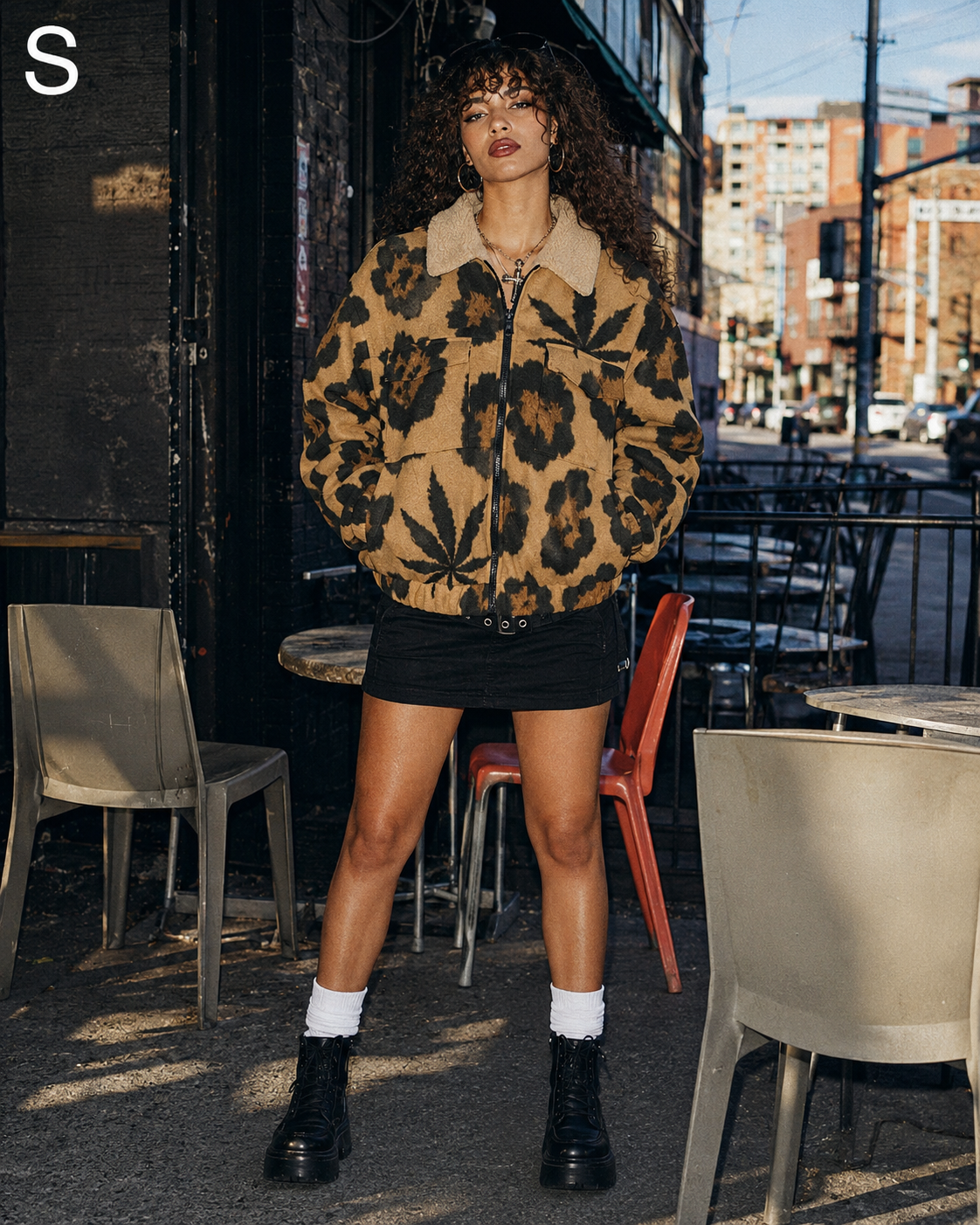 Leopard Patch Pocket Fleece Jacket Artsadd