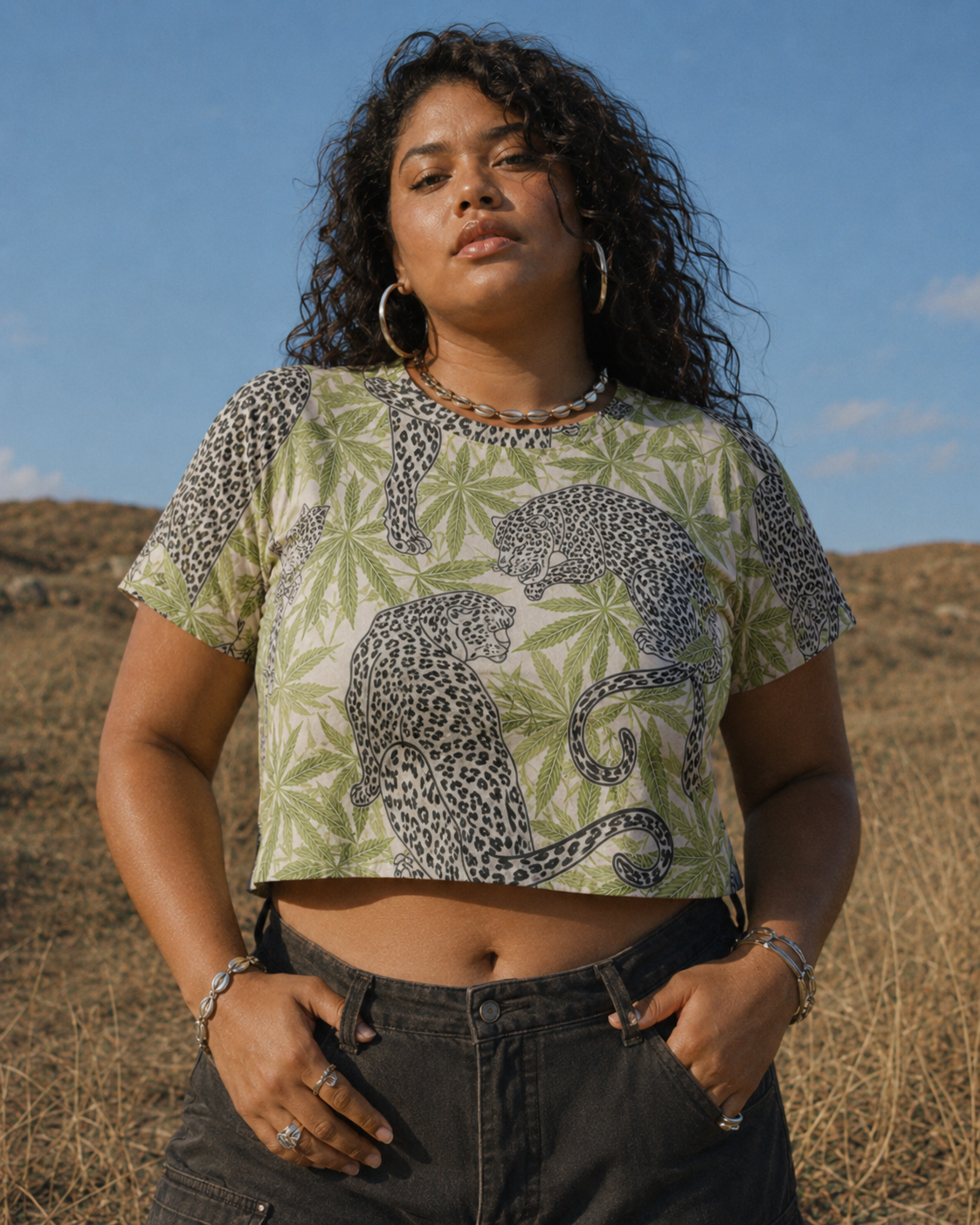 Leopard Cropped Ralgan T-Shirt Artsadd