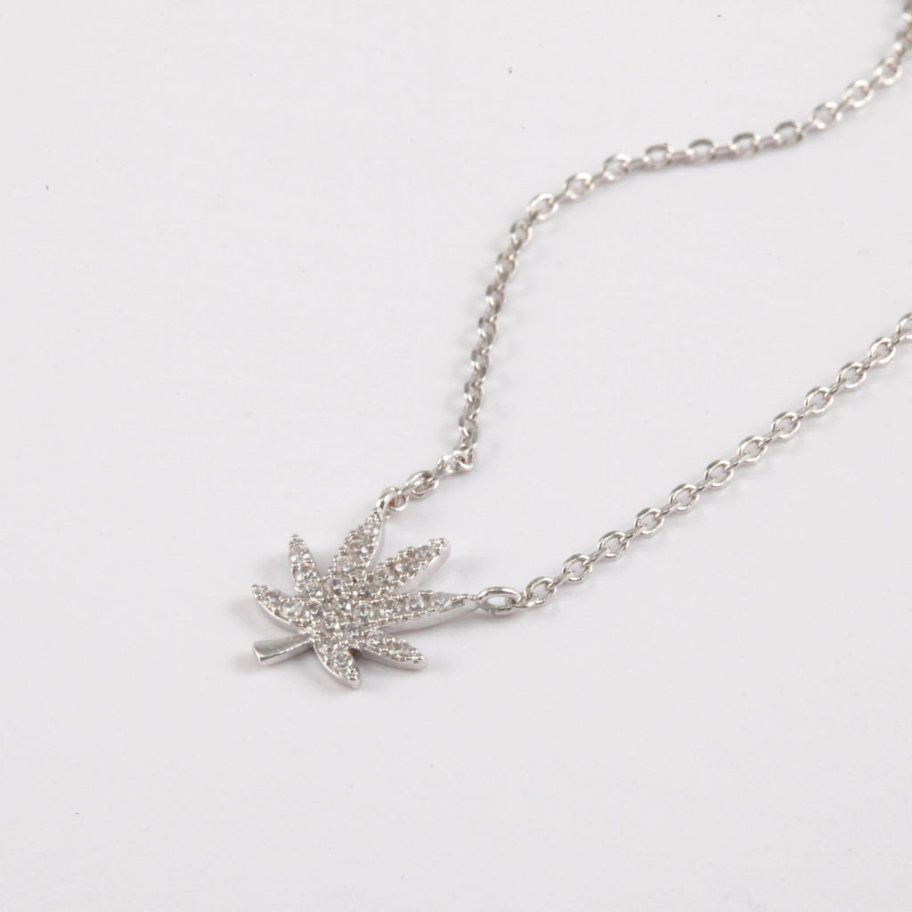 SILVER CANNABIS LEAF NECKLACE The Kush Girls