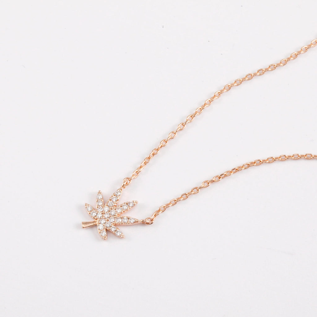 ROSE GOLD LEAF NECKLACE The Kush Girls