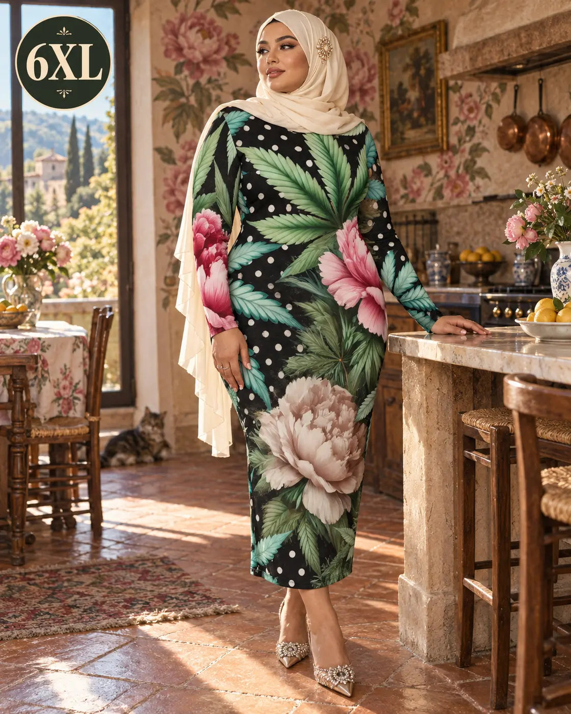 Pot & Peony Long Sleeve Bodycon Dress Artsadd