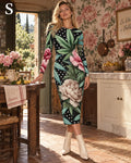 Pot & Peony Long Sleeve Bodycon Dress Artsadd