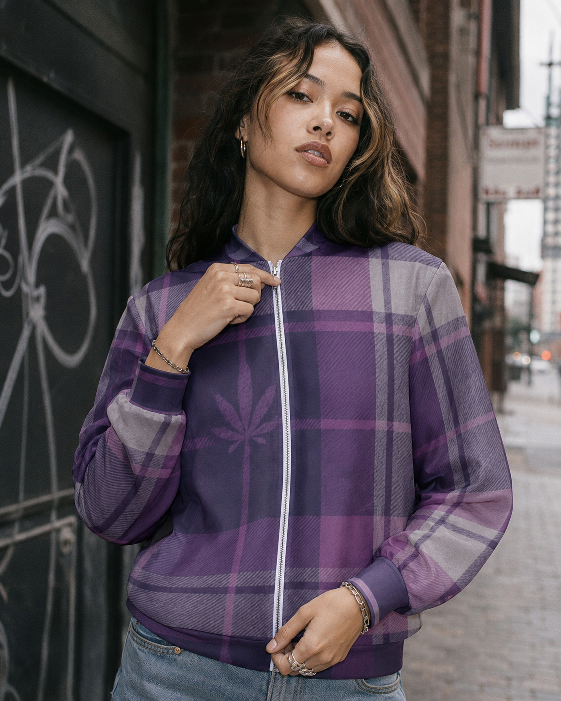 Smoked Tartan zip jacket - Purple Artsadd